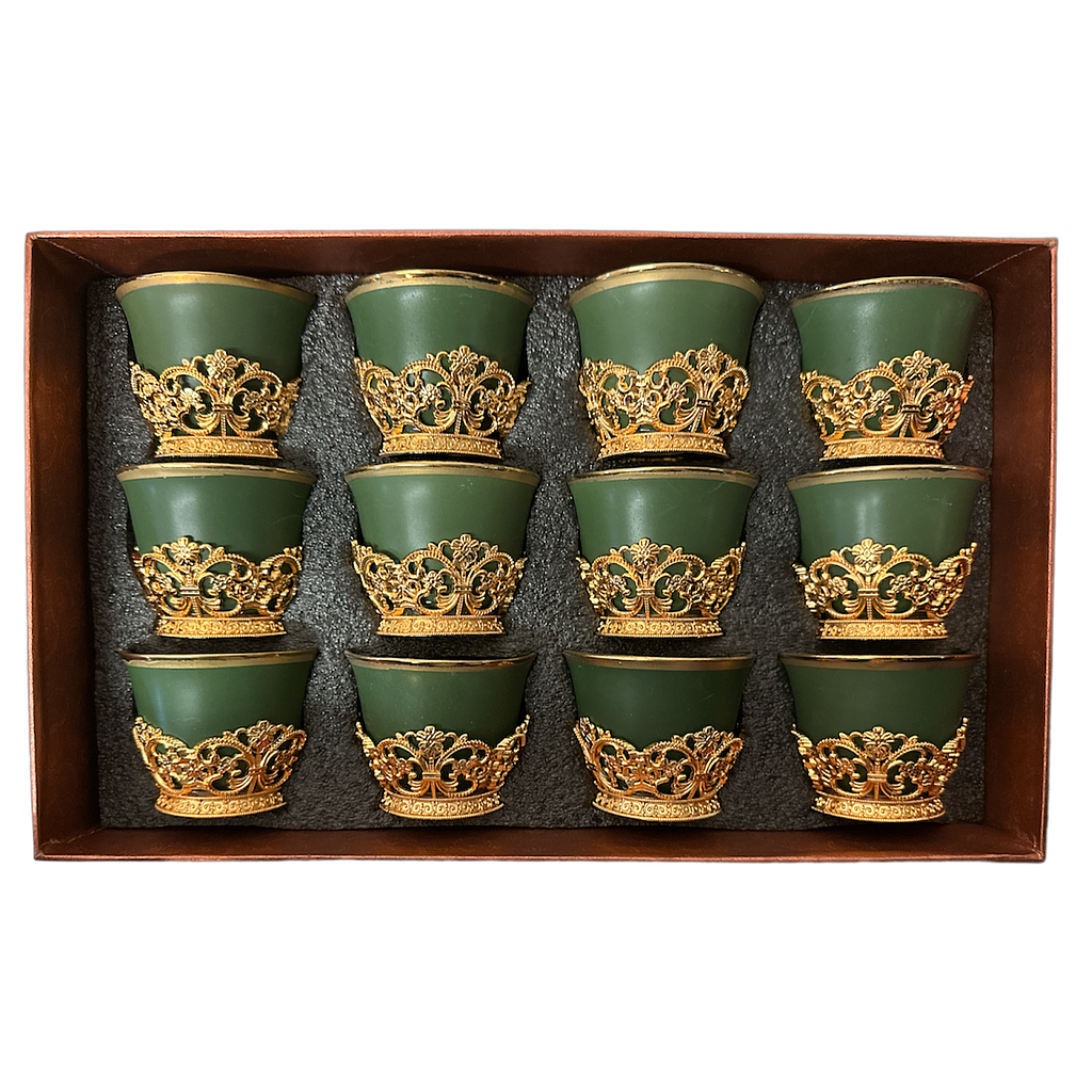 Kaffeetassen ohne Griff 12er grüngold (752-6)