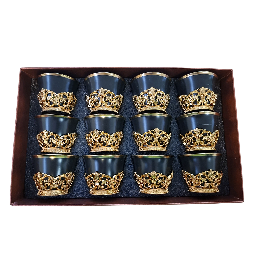 Kaffeetassen ohne Griff 12er schwarzgold 752-4