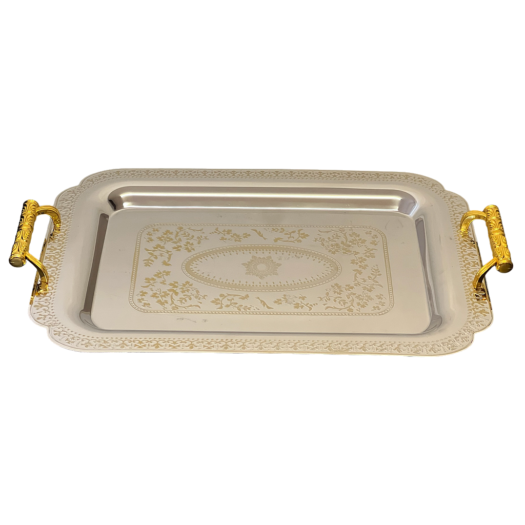 Amirfood Serviertablett aus Edelstahl Silber 24663-7