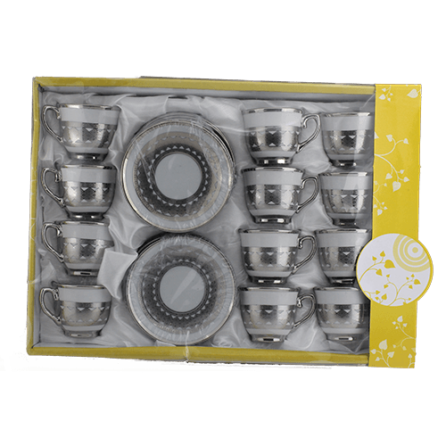 Kaffeetassen Set mit Untertassen Silber 24-teilig 1153/A243