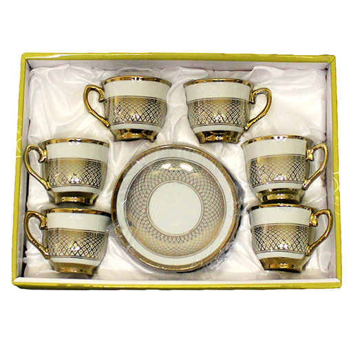 Kaffeetassen aus Porzellan 6er (gold) 1150/A235
