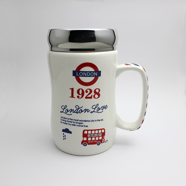 Porzellan Becher mit Spiegeldeckel "London Love" AMS-365