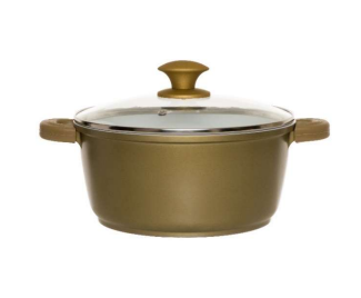 Alu DG Kochtopf 20cm gold / weiße Keramikbeschichtung