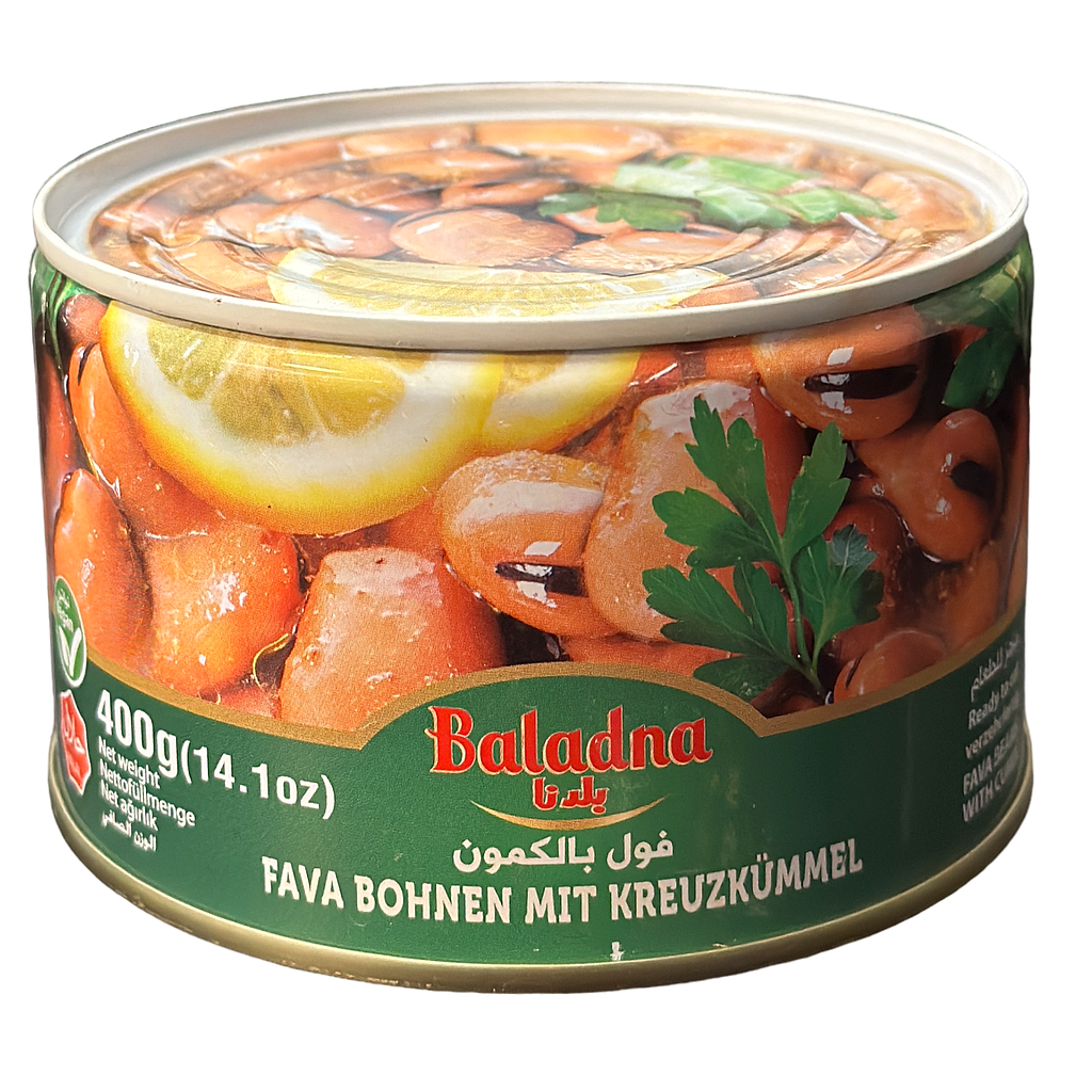 Baladna gekochte Saubohnen mit Kreuzkümmel (400g)