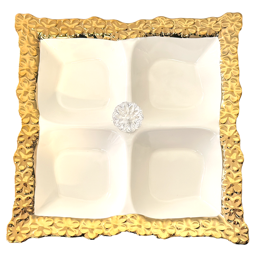 Torino Snackschale aus Porzellan 4-Teilung Quadratisch 8221-4