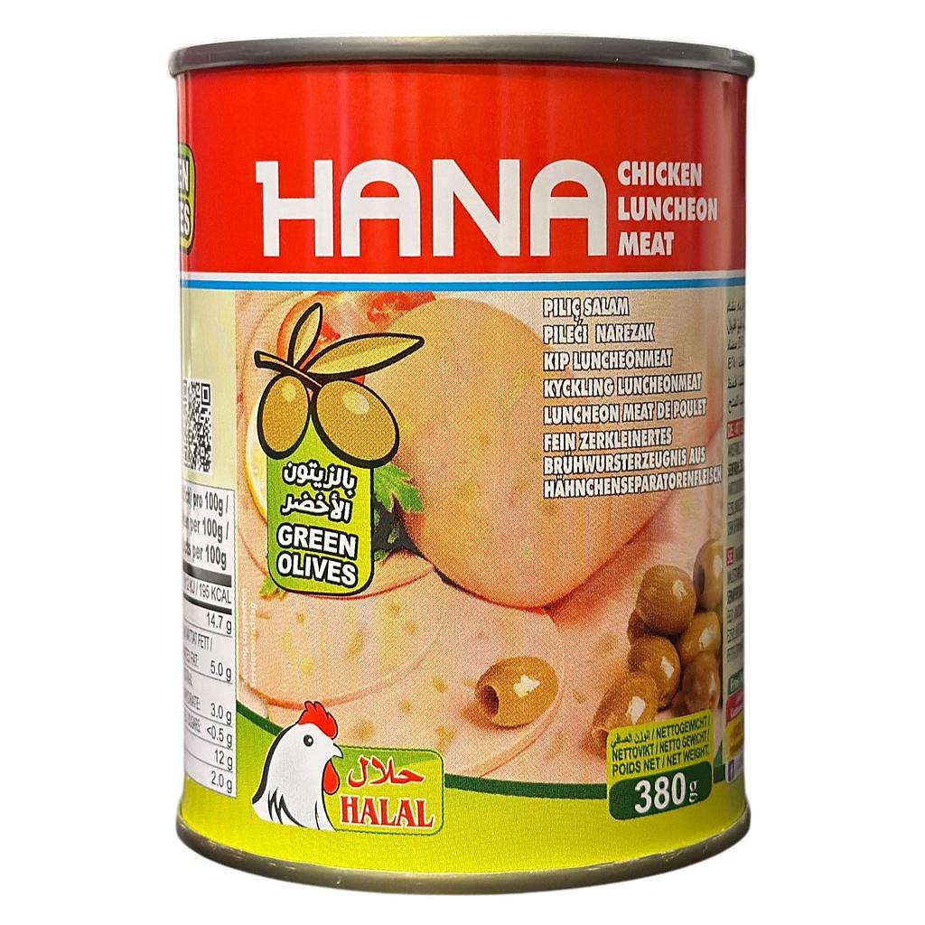 Hana Hühner Luncheon Meat mit grünen Oliven (380g)
