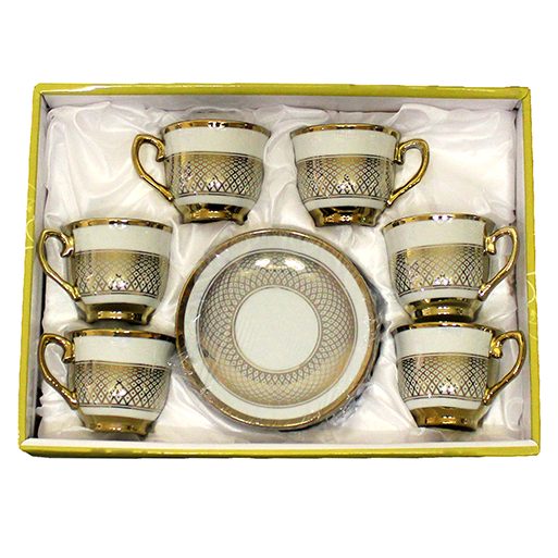 [924] Kaffeetassen aus Porzellan 6er (gold) 1150/A235