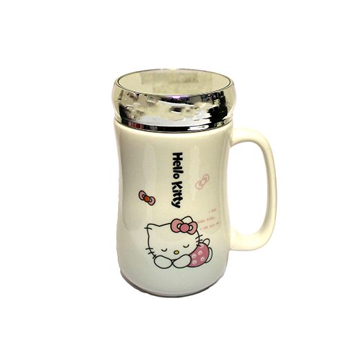Porzellan Becher mit Spiegeldeckel (Hello Kitty) AMS-362