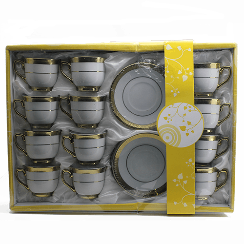 Kaffeetassen Set mit Untertassen 24-teilig Gold 1148/A238